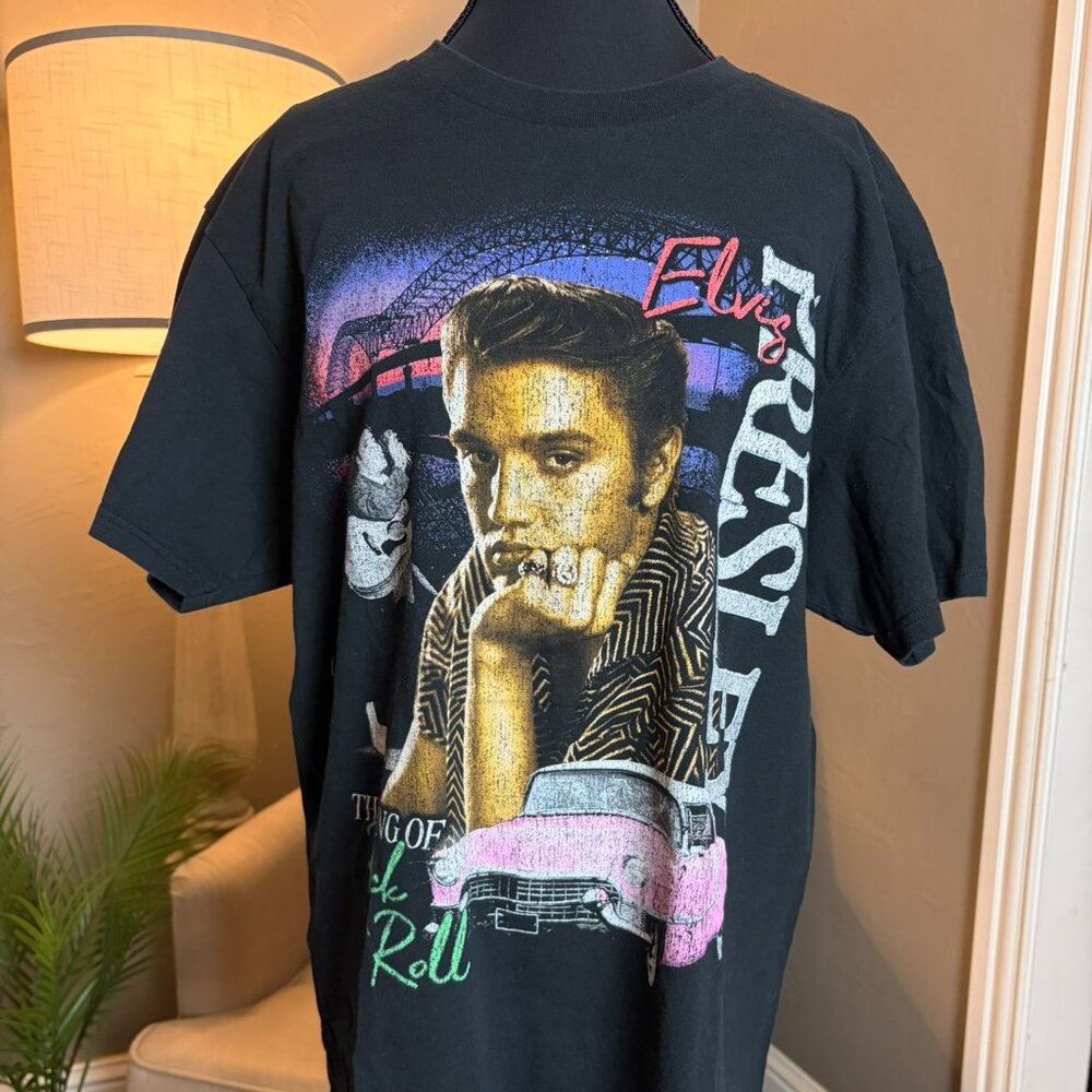 Elvis Presley Black Cotton T-Shirt, Size Large